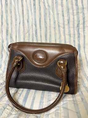 Dooney & Bourke Two-Tone Brown Pebbled Leather Shoulder Bag